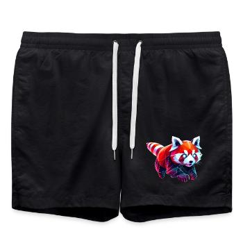 Red Panda Origami Geometric 3D - Swim Trunks - black - Front - AI Model Male 185 light (185cm)