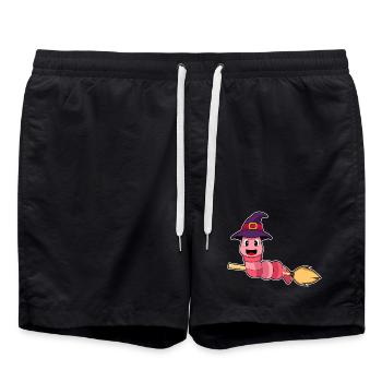Wurm Hexe Besen - Badeshorts - Schwarz - Vorne - AI Model Male 185 light (185cm)