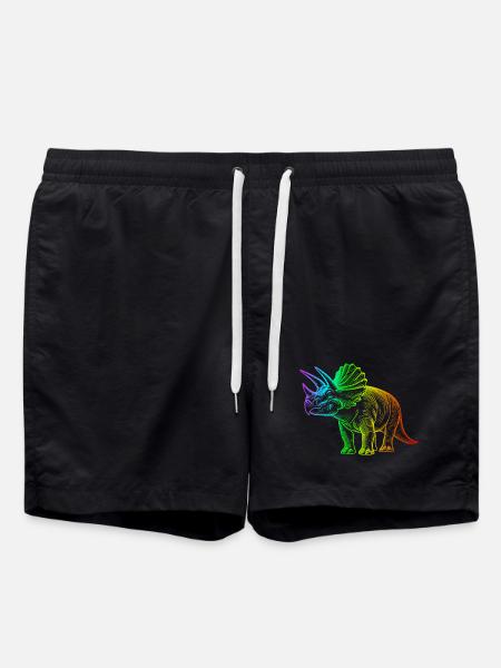 Regenbogen-Triceratops-Dinosaurier - Badeshorts - Schwarz