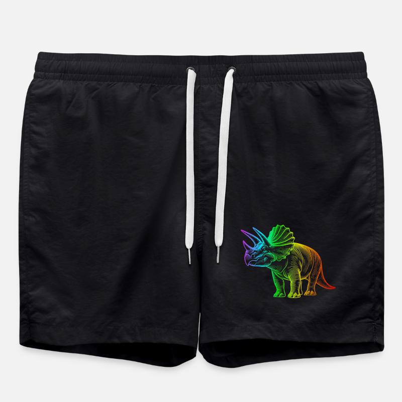 dinosaure triceratops arc-en-ciel - Short de bain - noir