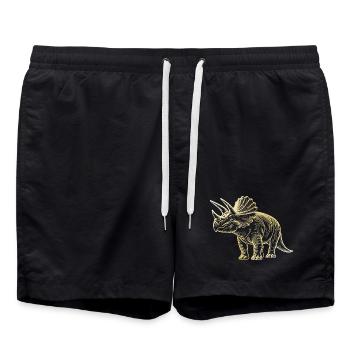 Triceratops Dinosaur Drawing - Swim Trunks - black - Front - AI Model Male 185 light (185cm)