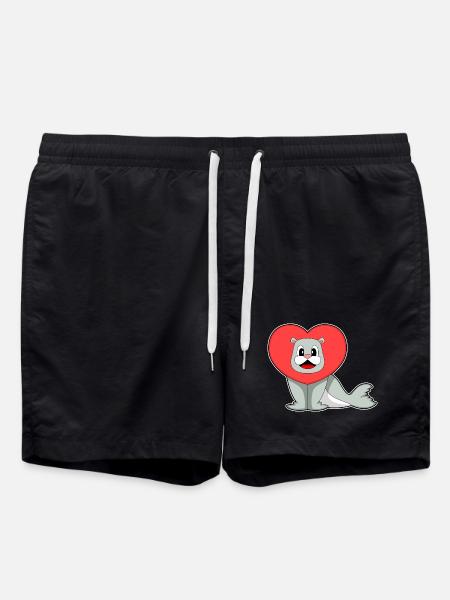 Seal Heart - Swim Trunks - black