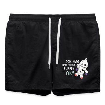 Voodoo Puppe Halloween Hexe Wicca Goth Spruch - Badeshorts - Schwarz - Vorne - AI Model Male 185 light (185cm)