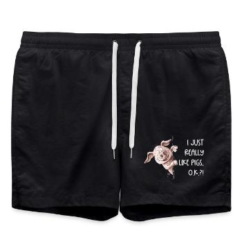 J’aime vraiment les cochons Cochon Cochon - Short de bain - noir - Devant - AI Model Male 185 light (185cm)