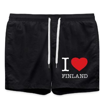 I LOVE FINLAND Finnland - Badeshorts - Schwarz - Vorne - AI Model Male 185 light (185cm)