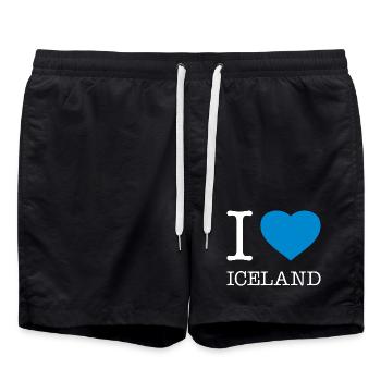 I LOVE ICELAND - Badeshorts - Schwarz - Vorne - AI Model Male 185 light (185cm)