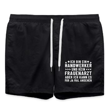 Ich bin ein Handwerker und kein Frauenarzt - Badeshorts - Schwarz - Vorne - AI Model Male 185 light (185cm)