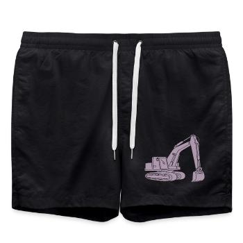 Excavator Silhouette Construction Equipment Operator Civil Engineering - Swim Trunks - black - Front - AI Model Male 185 light (185cm)