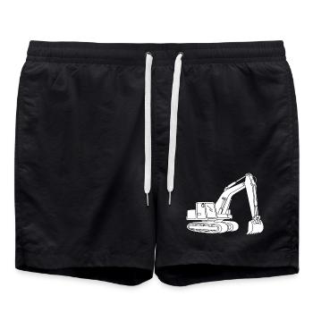 Excavator Silhouette Construction Equipment Operator Civil Engineering - Swim Trunks - black - Front - AI Model Male 185 light (185cm)