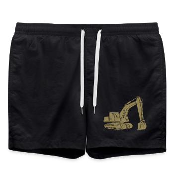 Bagger Silhouette Baugeräteführer Tiefbau - Badeshorts - Schwarz - Vorne - AI Model Male 185 light (185cm)