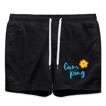 Camping Flower Camper Fan Holiday Van Life Summer - Swim Trunks - black - Front - AI Model Male 185 light (185cm)
