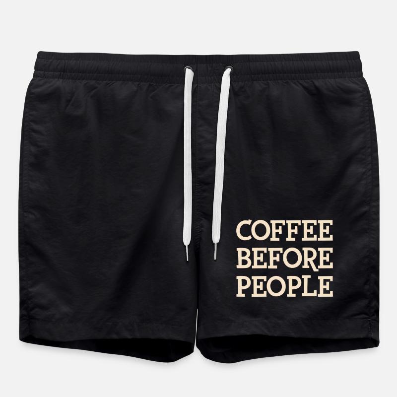 Coffee Before People Typography Design - Swim Trunks - black