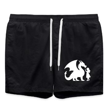 Conception épique de silhouette de dragon et de fille - Short de bain - noir - Devant - AI Model Male 185 light (185cm)