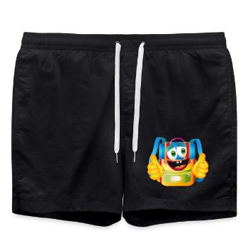 Cartable de dessin animé amusant avec pouces vers le haut - Short de bain - noir - Devant - AI Model Male 185 light (185cm)