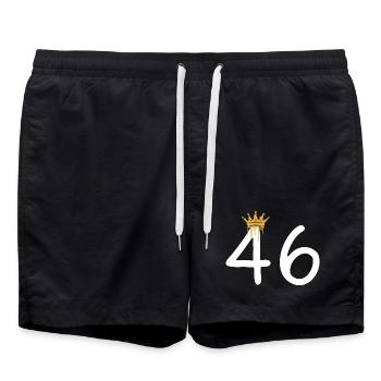 Regal Gold Crown Design schwarz mit der Zahl 44 - Badeshorts - Schwarz - Vorne - AI Model Male 185 light (185cm)