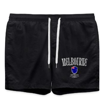 Melbourne, Australie, design élégant et minimaliste - Short de bain - noir - Devant - AI Model Male 185 light (185cm)