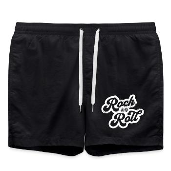 Conception de typographie rétro rock and roll - Short de bain - noir - Devant - AI Model Male 185 light (185cm)