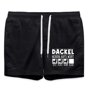 Teckel, Chien, Teckel à poil dur, Amoureux du teckel, Teckel - Short de bain - noir - Devant - AI Model Male 185 light (185cm)