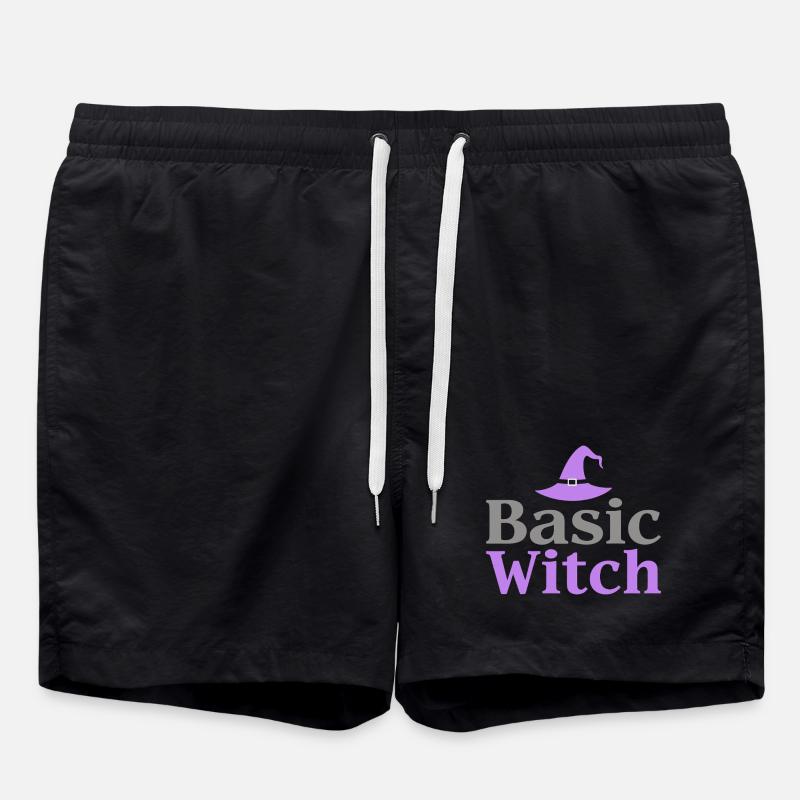 Basic Witch Halloween Spruch Zitat - Badeshorts - Schwarz