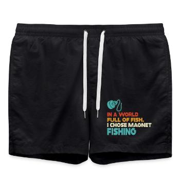 Neodym-Magnet zum Angeln, magnetischer Fischer - Badeshorts - Schwarz - Vorne - AI Model Male 185 light (185cm)