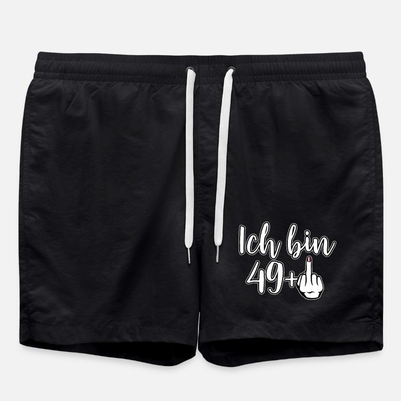 I'm 49+ Middle Finger - Birthday - Swim Trunks - black