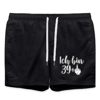 I'm 39+ Provocation Middle Finger Birthday - Swim Trunks - black - Front - AI Model Male 185 light (185cm)