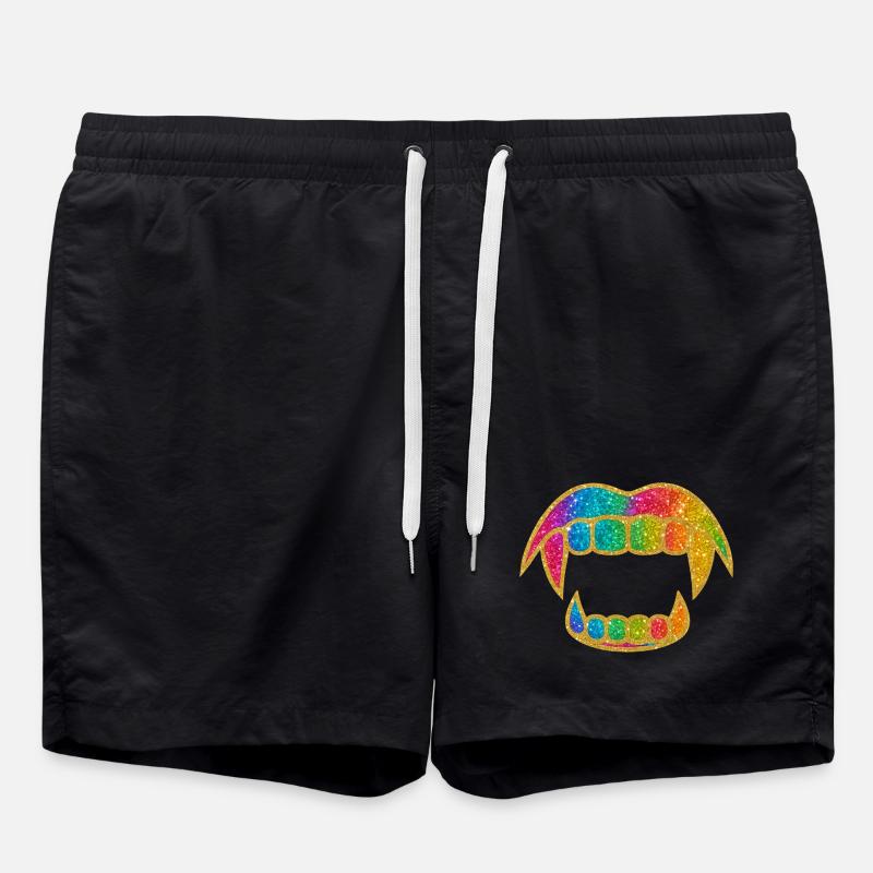 Rainbow Glitter Mouth - Swim Trunks - black