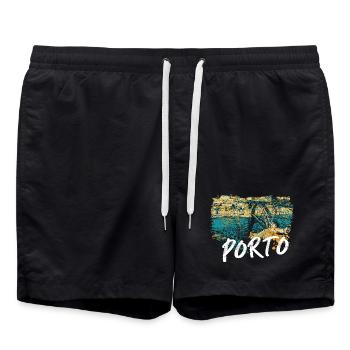 Pont D. Luis Porto illustration colorée Douro - Short de bain - noir - Devant - AI Model Male 185 light (185cm)