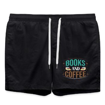 Livres et motif du café - Short de bain - noir - Devant - AI Model Male 185 light (185cm)