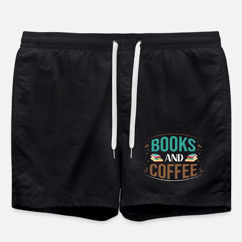 Livres et motif du café - Short de bain - noir