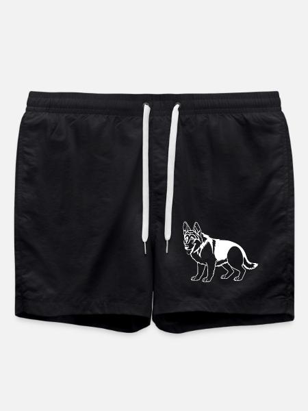 German Shepherd White - Swim Trunks - black