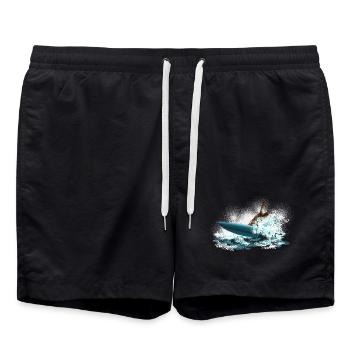 Wellenreiter Sturmwelle Surfer - Badeshorts - Schwarz - Vorne - AI Model Male 185 light (185cm)