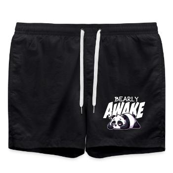 Bearly Awake Panda Illustration - Short de bain - noir - Devant - AI Model Male 185 light (185cm)