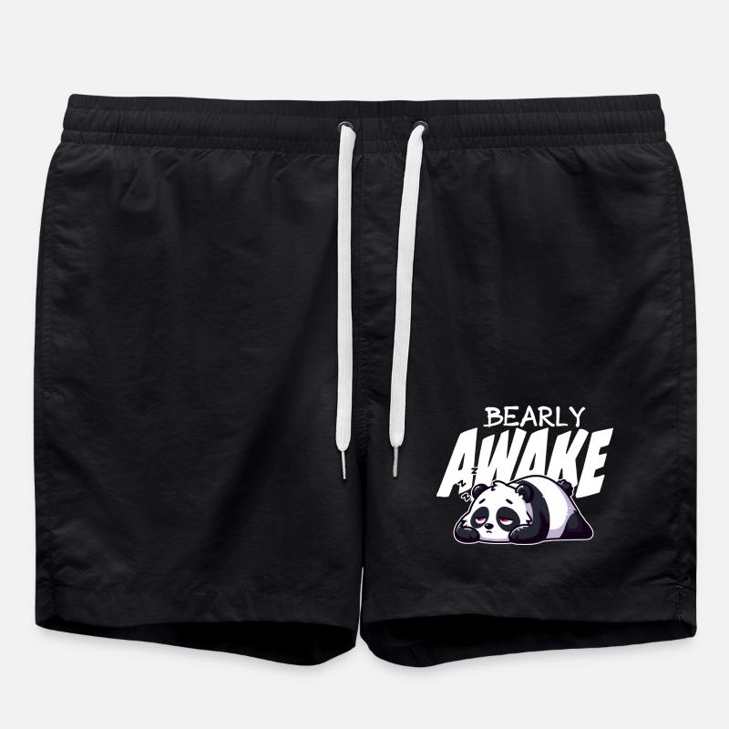 Früh erwachen Panda Illustration - Badeshorts - Schwarz
