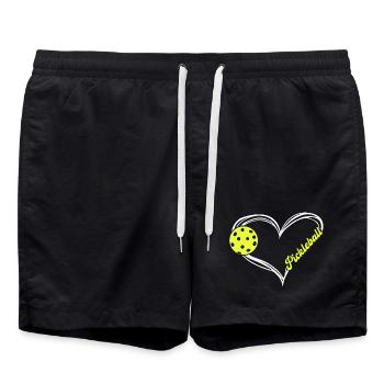 Pickleball Heart Emblem - Swim Trunks - black - Front - AI Model Male 185 light (185cm)