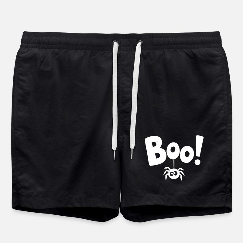 BOO! Funny Spider Statement Saying - Swim Trunks - black