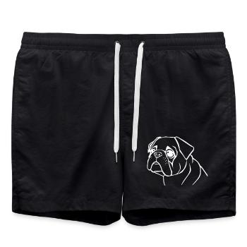 personalisiertes Mops Hunde T-shirt Geschenk - Badeshorts - Schwarz - Vorne - AI Model Male 185 light (185cm)