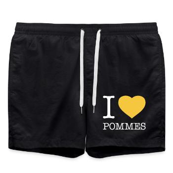 I love fries - Swim Trunks - black - Front - AI Model Male 185 light (185cm)