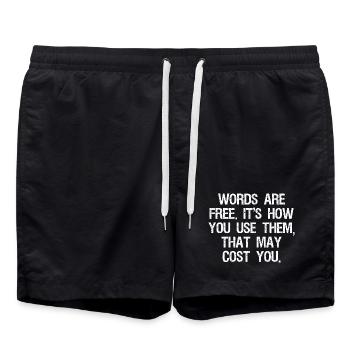 words are free it's how you use them that may cost - Badeshorts - Schwarz - Vorne - AI Model Male 185 light (185cm)