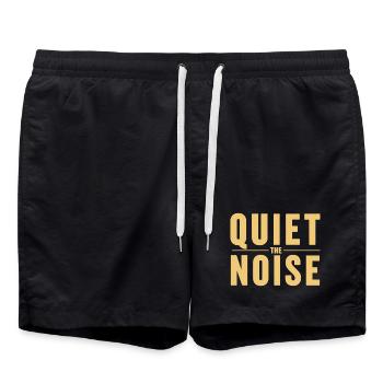 Quiet The Noise Ruhe Achtsamkeit Statement - Badeshorts - Schwarz - Vorne - AI Model Male 185 light (185cm)