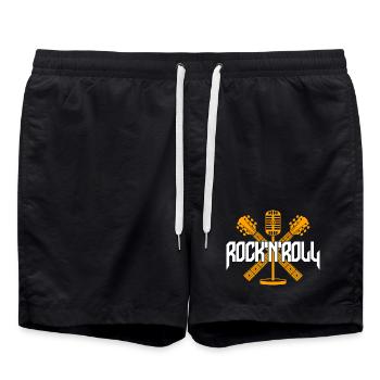 RocknRoll-Mikrofon-Kreuzgitarren - Badeshorts - Schwarz - Vorne - AI Model Male 185 light (185cm)