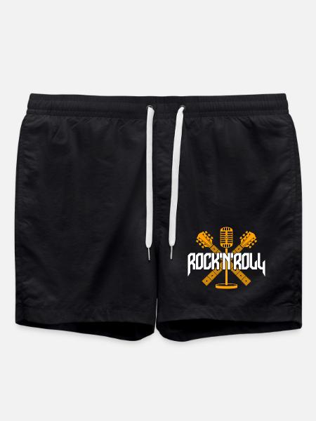 RocknRoll Microphone Crossed Guitars - Swim Trunks - black