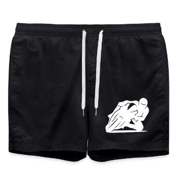 Silhouette minimaliste de moto de course - Short de bain - noir - Devant - AI Model Male 185 light (185cm)