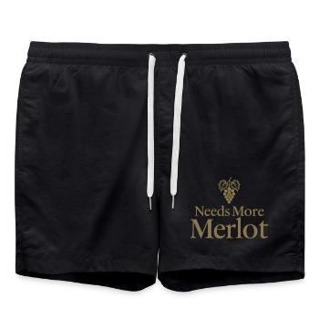 Il faudrait plus de mots sur le vin de merlot - Short de bain - noir - Devant - AI Model Male 185 light (185cm)