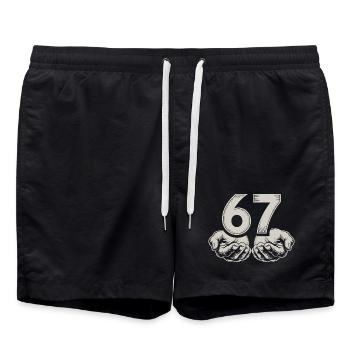 Drôle 67 Meme Mains Gen Alpha Humour - Short de bain - noir - Devant - AI Model Male 185 light (185cm)