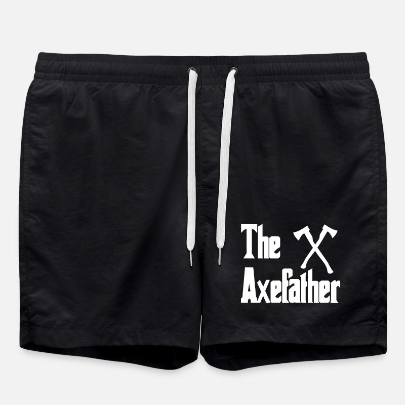 Axefather cross logo with axes - Swim Trunks - black