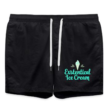 Existenzielle Eiscreme Lustiger Spruch Eis Waffel - Badeshorts - Schwarz - Vorne - AI Model Male 185 light (185cm)