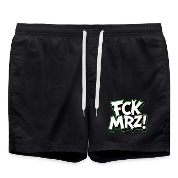 FCK MRZ Politischer Protest Slogan - Badeshorts - Schwarz - Vorne - AI Model Male 185 light (185cm)