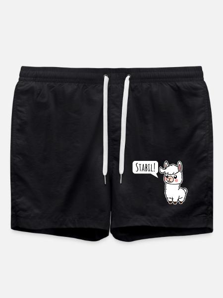 Bleibt Stabil! So wie das kleine Lama - Badeshorts - Schwarz