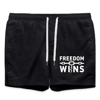 La liberté gagne : La liberté brise les chaînes - Short de bain - noir - Devant - AI Model Male 185 light (185cm)